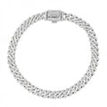 Micro Diamond Prong Moissanite Cuban Bracelet in Sterling Silver - 6MM