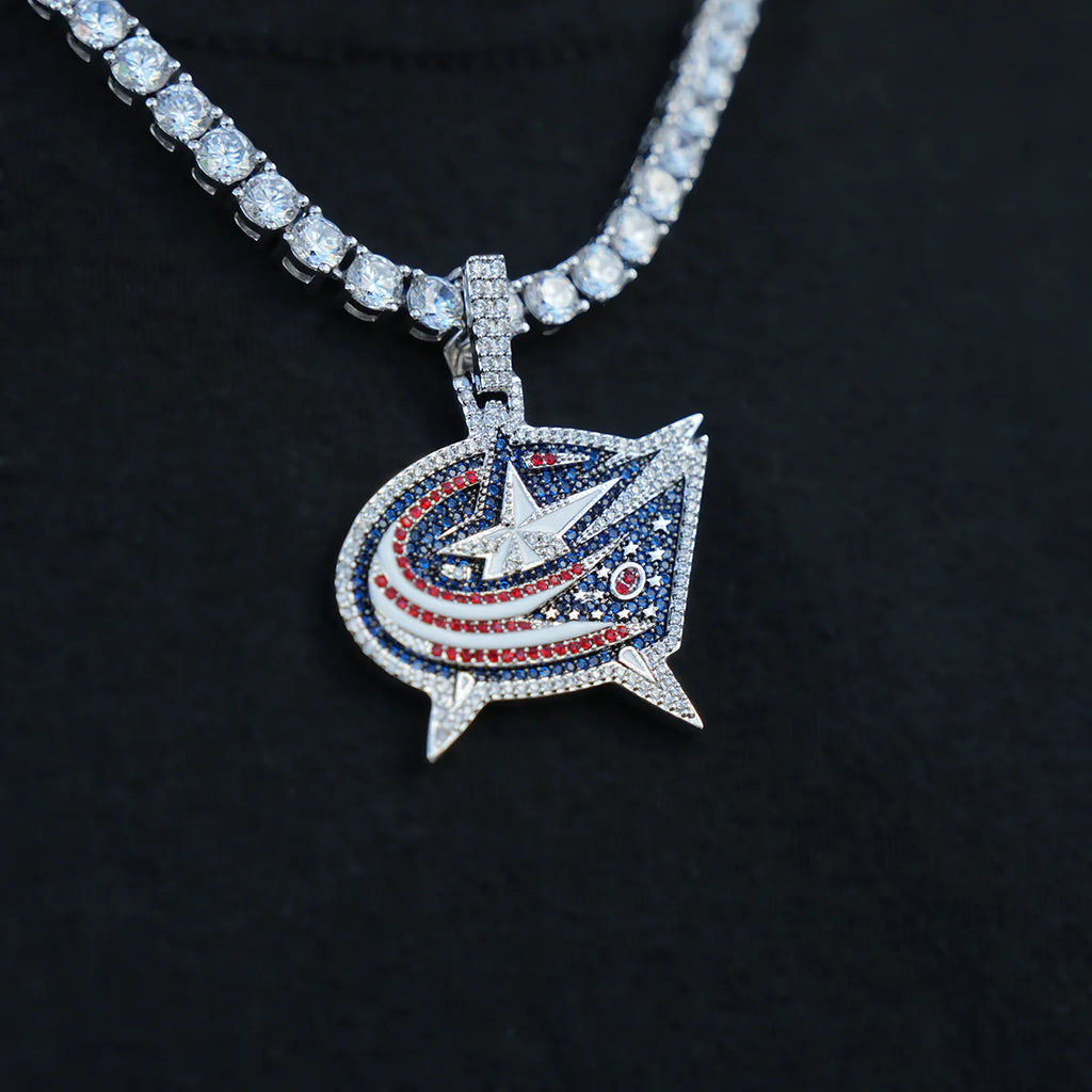Columbus Blue Jackets Official NHL Logo Pendant in White Gold