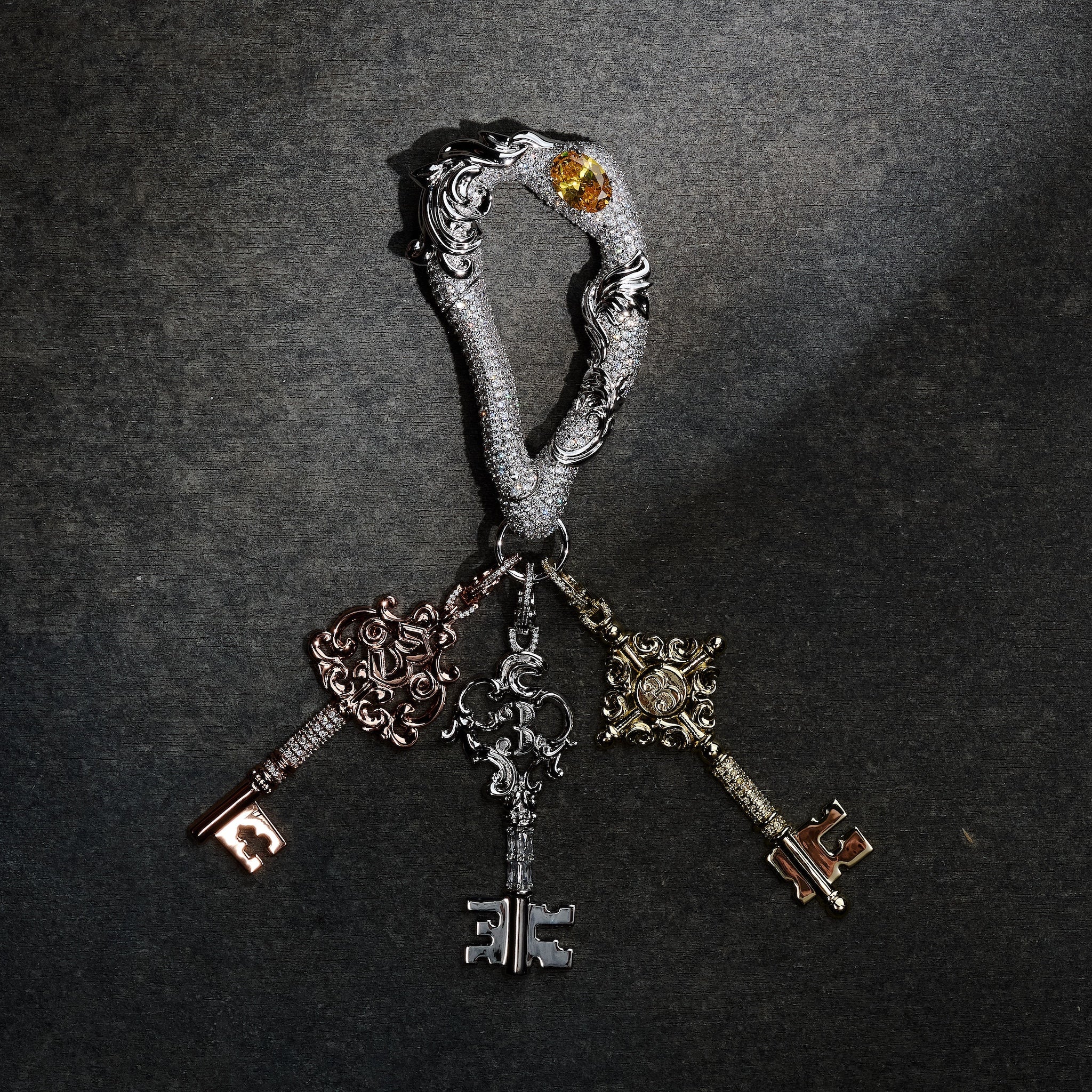 GLD X Bloody Osiris Iced Carabiner in White Gold