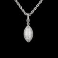 Football Clip On Pendant in White Gold