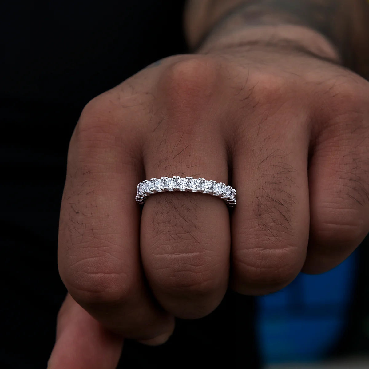 3mm Eternity Band Ring in White Gold Vermeil