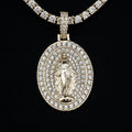 Iced Lady of Guadalupe Pendant in Yellow Gold