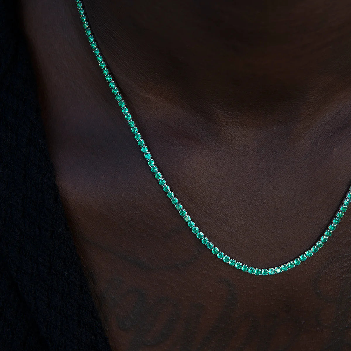Emerald Diamond Micro Tennis Chain