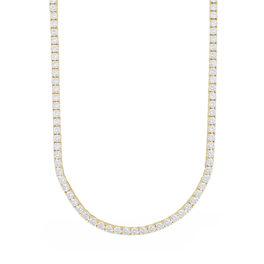 Men's Moissanite Diamond Tennis Chain in Yellow Gold Vermeil- 3mm