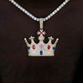 Multicolor Crown Pendant in Yellow Gold