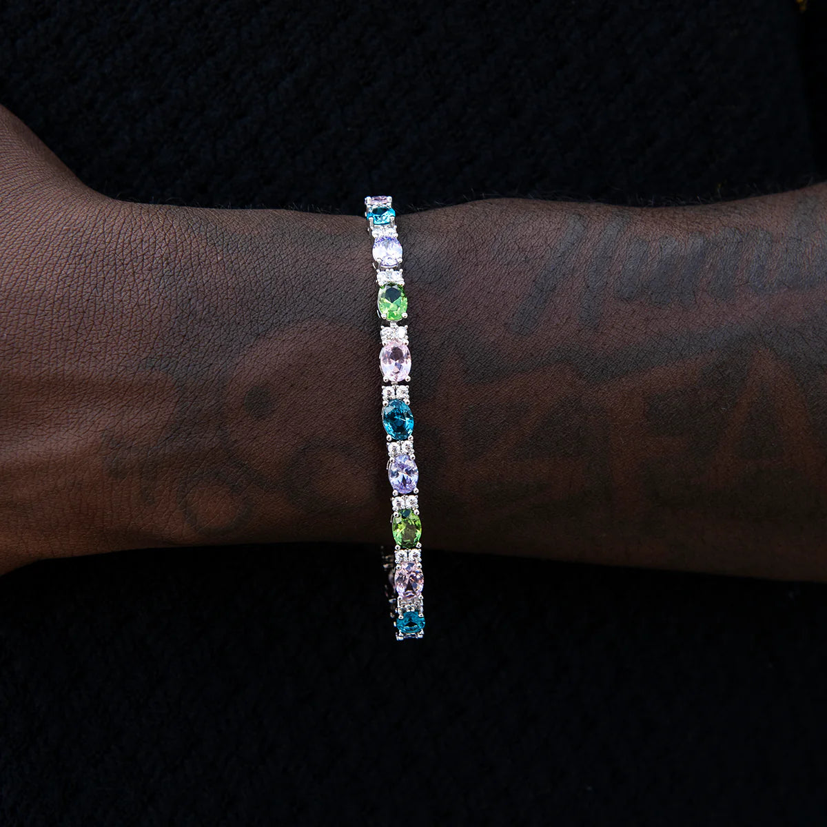 Multicolor Mixed Oval Cut Tennis Royal Stones Bracelet- 5mm