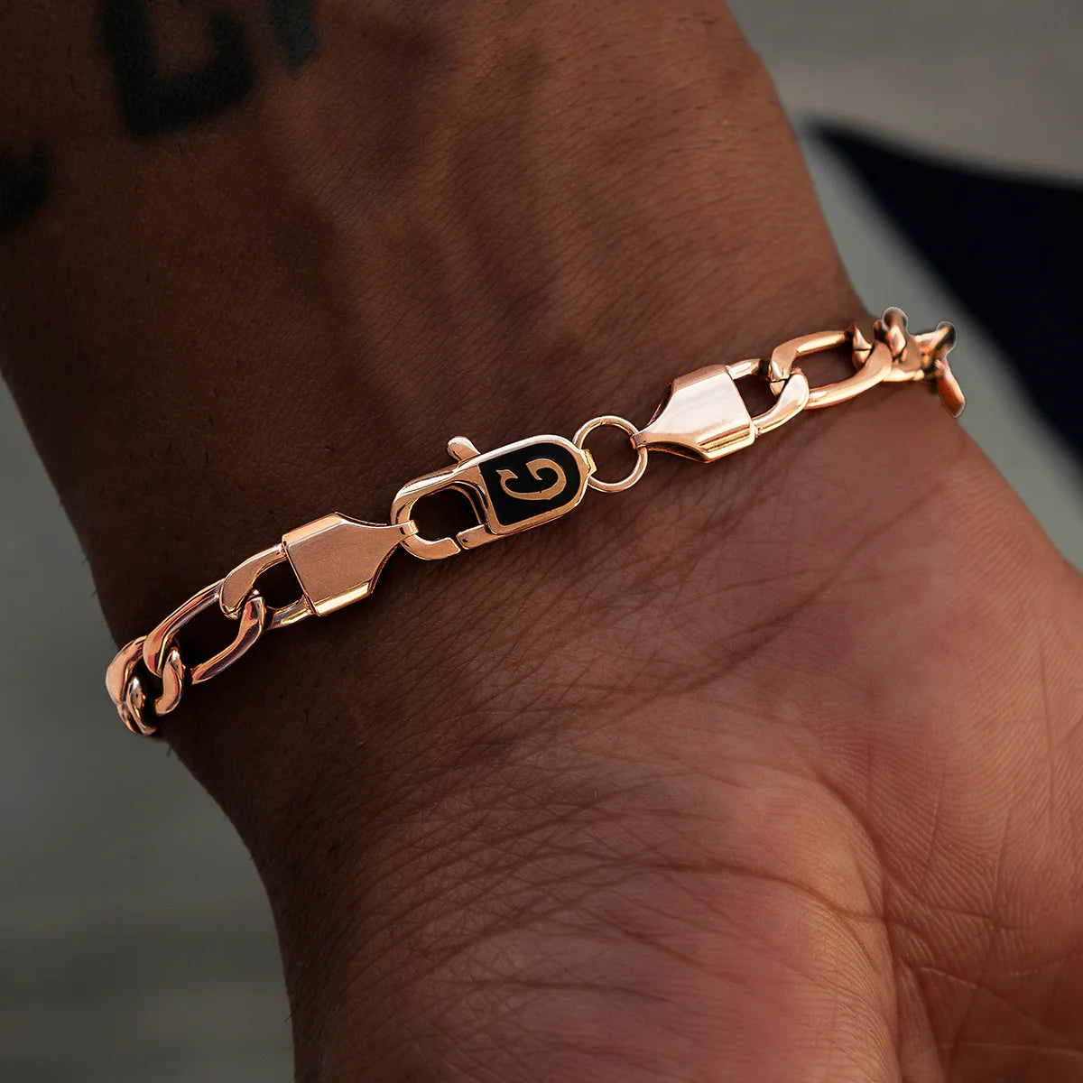 Figaro Bracelet in Rose Gold- 6mm