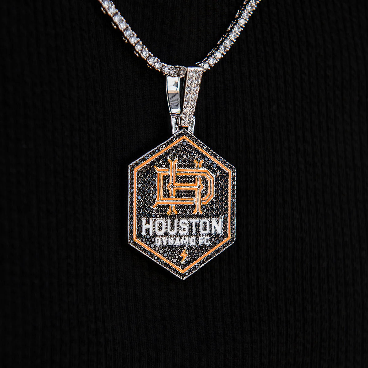 Houston Dynamo FC Official MLS Logo Pendant in White Gold