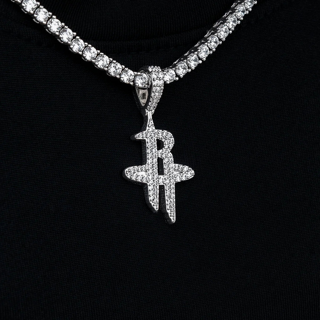 Houston Rockets Official NBA Micro Logo Pendant in White Gold