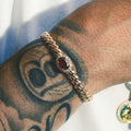 Iced Burgundy Oval Cuff Bracelet in Rose Gold - 3mm