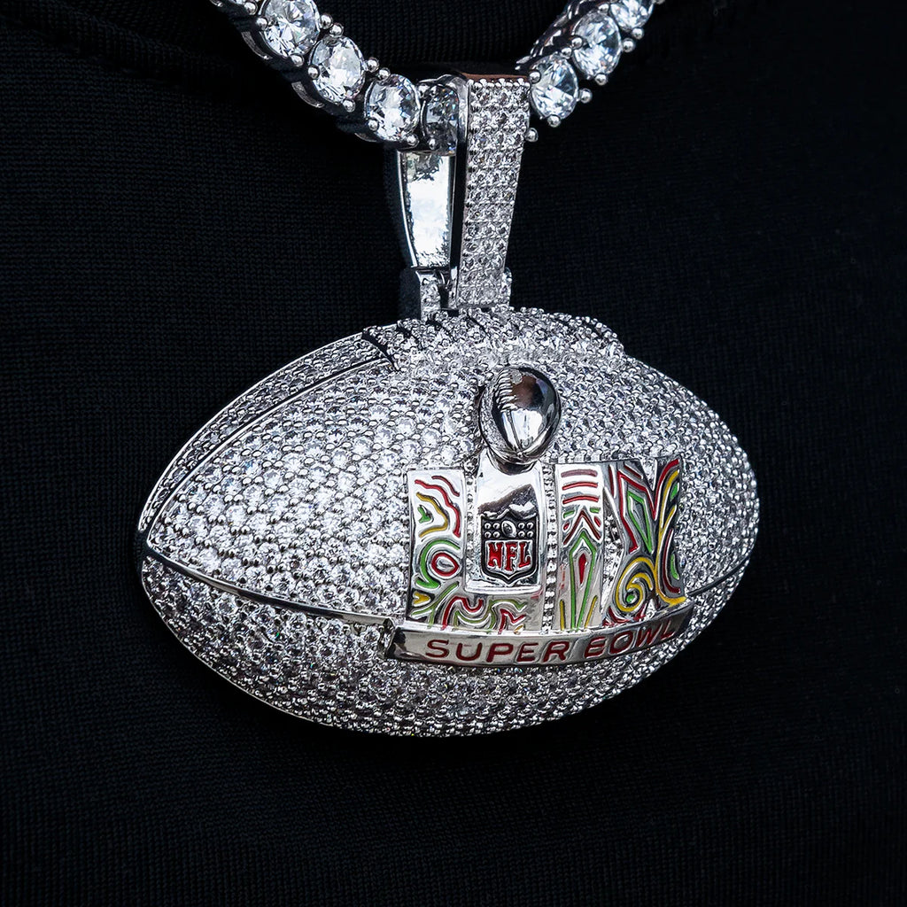 Super Bowl LIX Football Pendant - White Gold