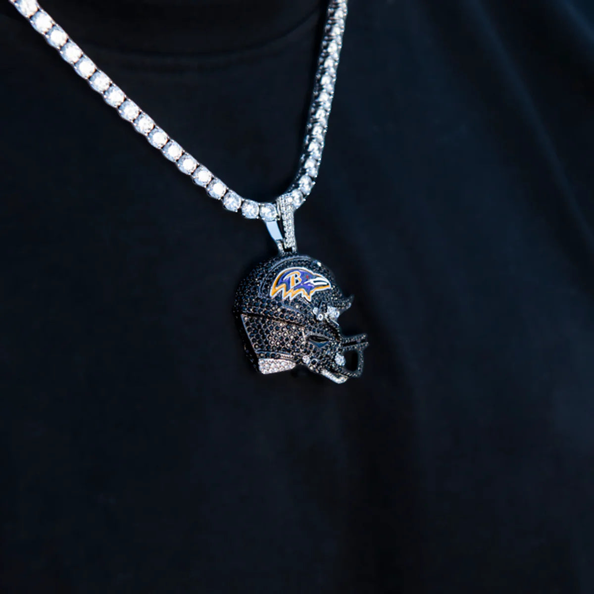 2025 Baltimore Ravens Team Helmet Pendant - White Gold