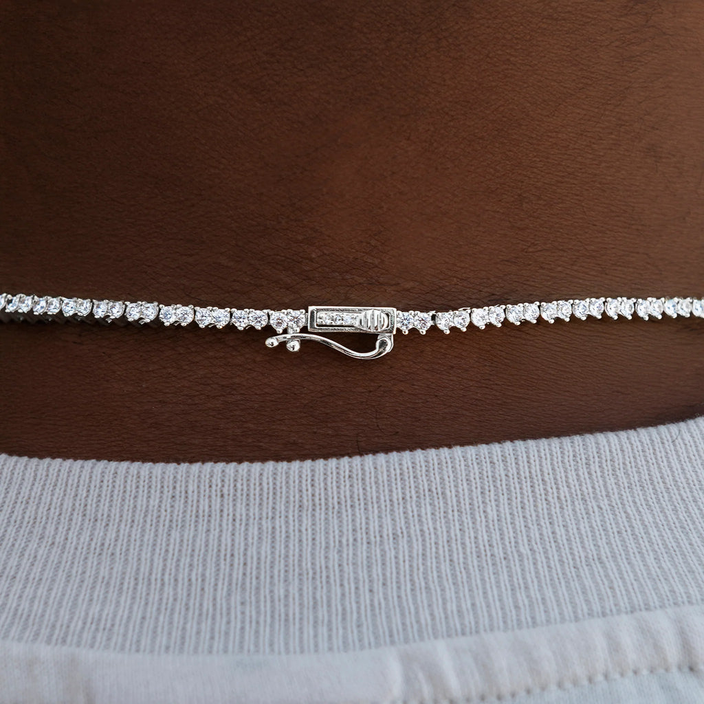 3 Prong Tennis Chain in White Gold -2mm
