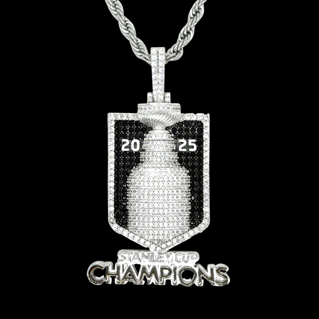 2025 Stanley Cup Official NHL Championship Pendant with 20" Rope Chain in White Gold