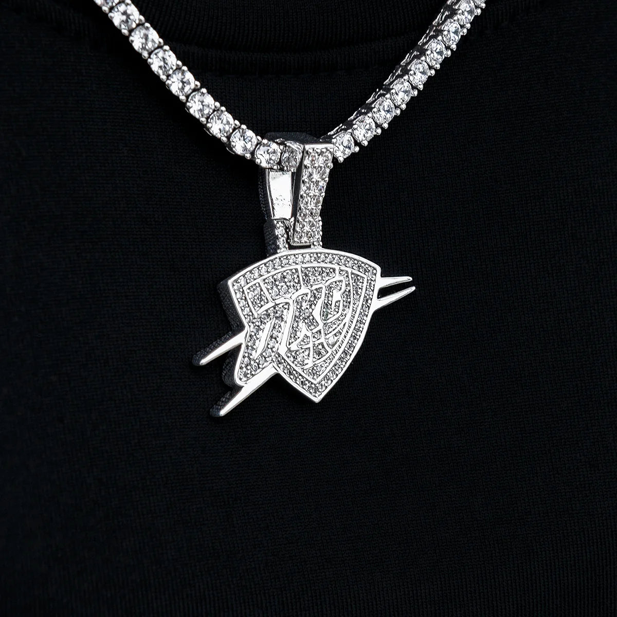 Oklahoma City Thunder OKC Official NBA Micro Logo Pendant in White Gold