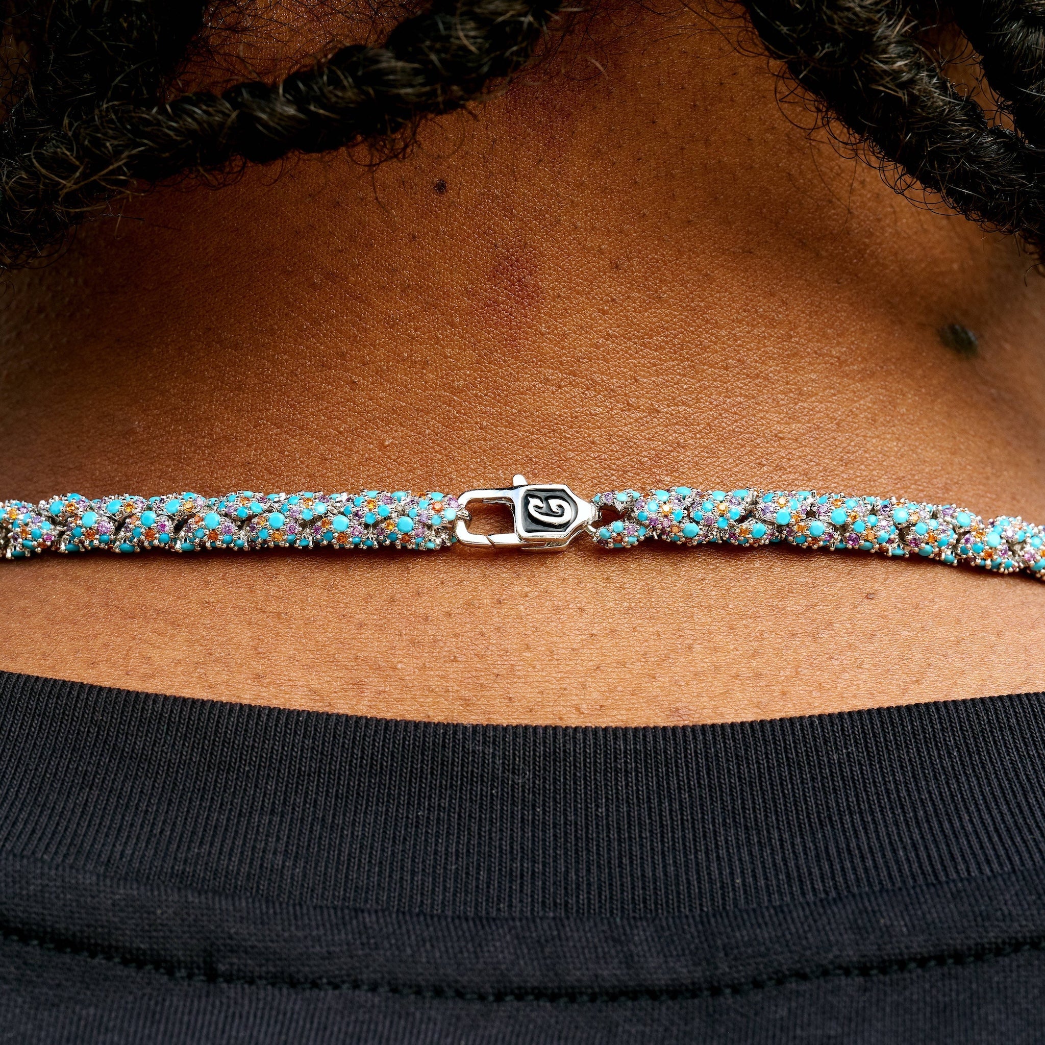 Iced Candy Rope Chain Necklace in White Gold