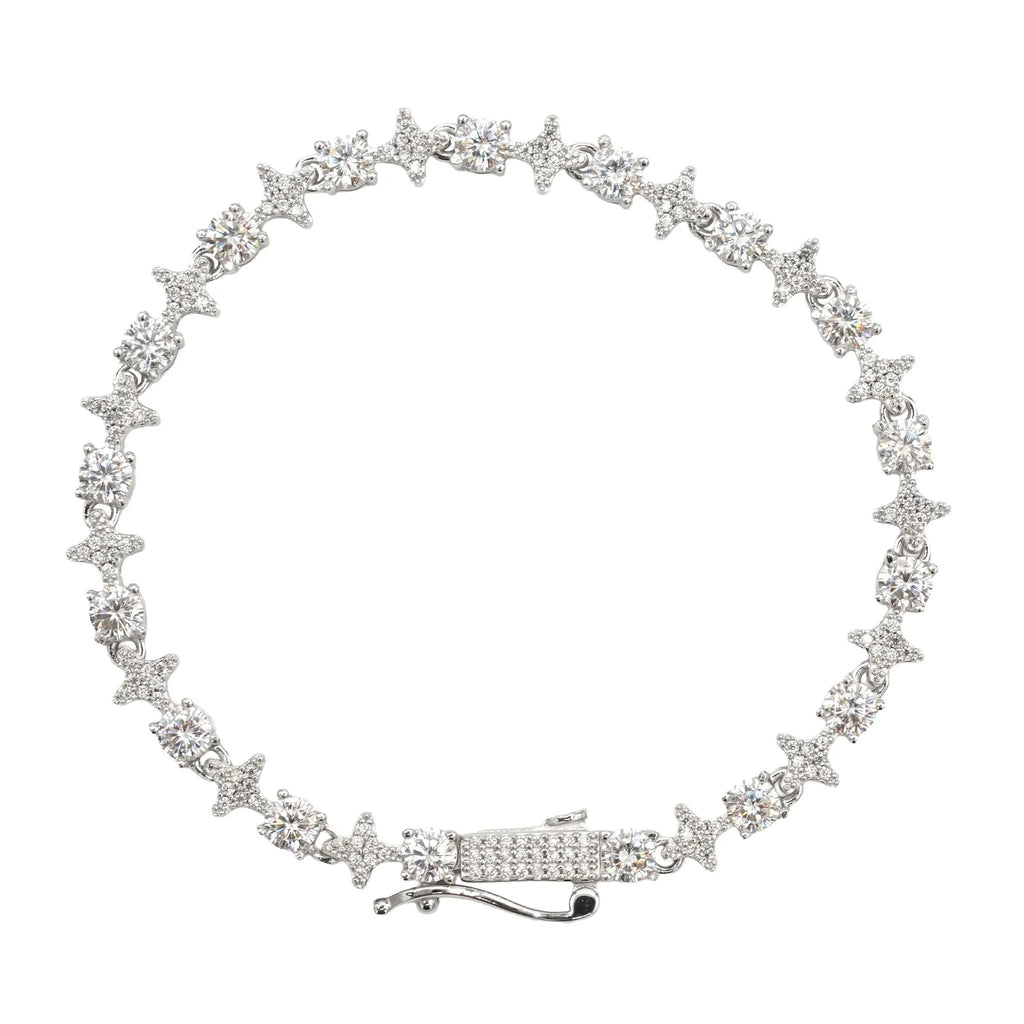 Moissanite Round Stone Star Tennis Bracelet in Sterling Silver - 6mm