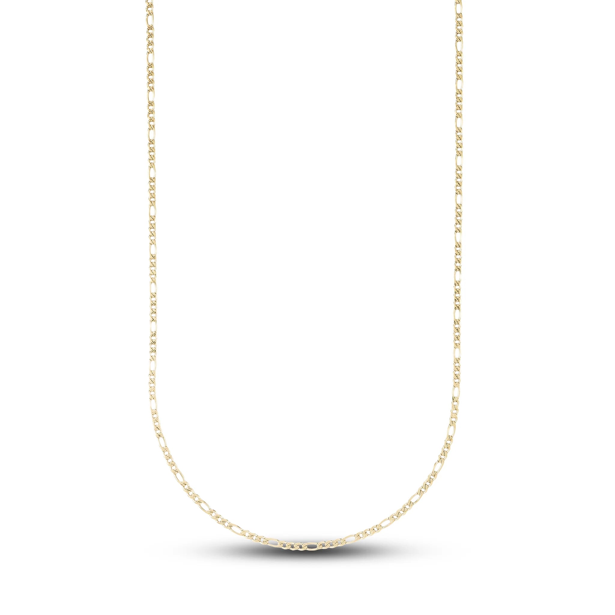 Figaro Chain in Hollow Yellow Gold - 2mm