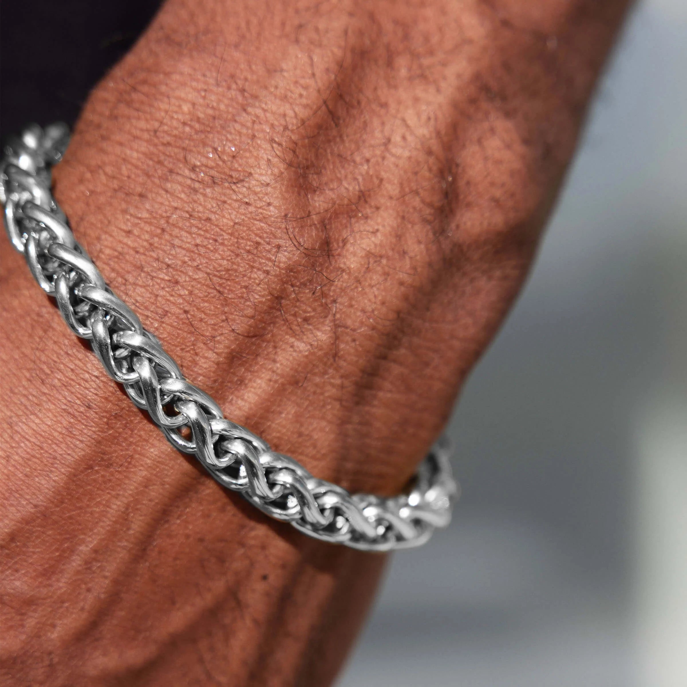 Palm Chain Bracelet in White Gold - 8mm