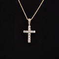 Micro Diamond Cross Pendant + 2MM Rope Chain Bundle in Yellow Gold