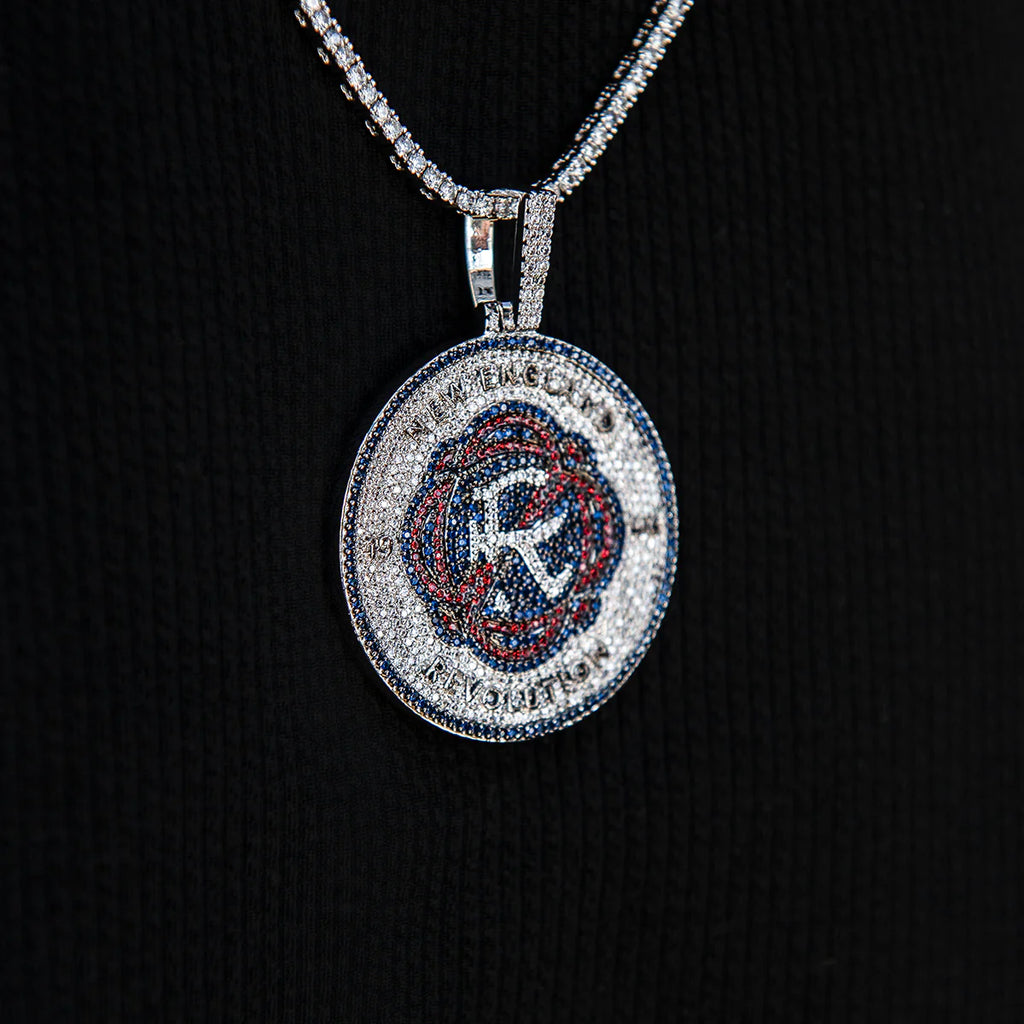 New England Revolution Official MLS Logo Pendant in White Gold