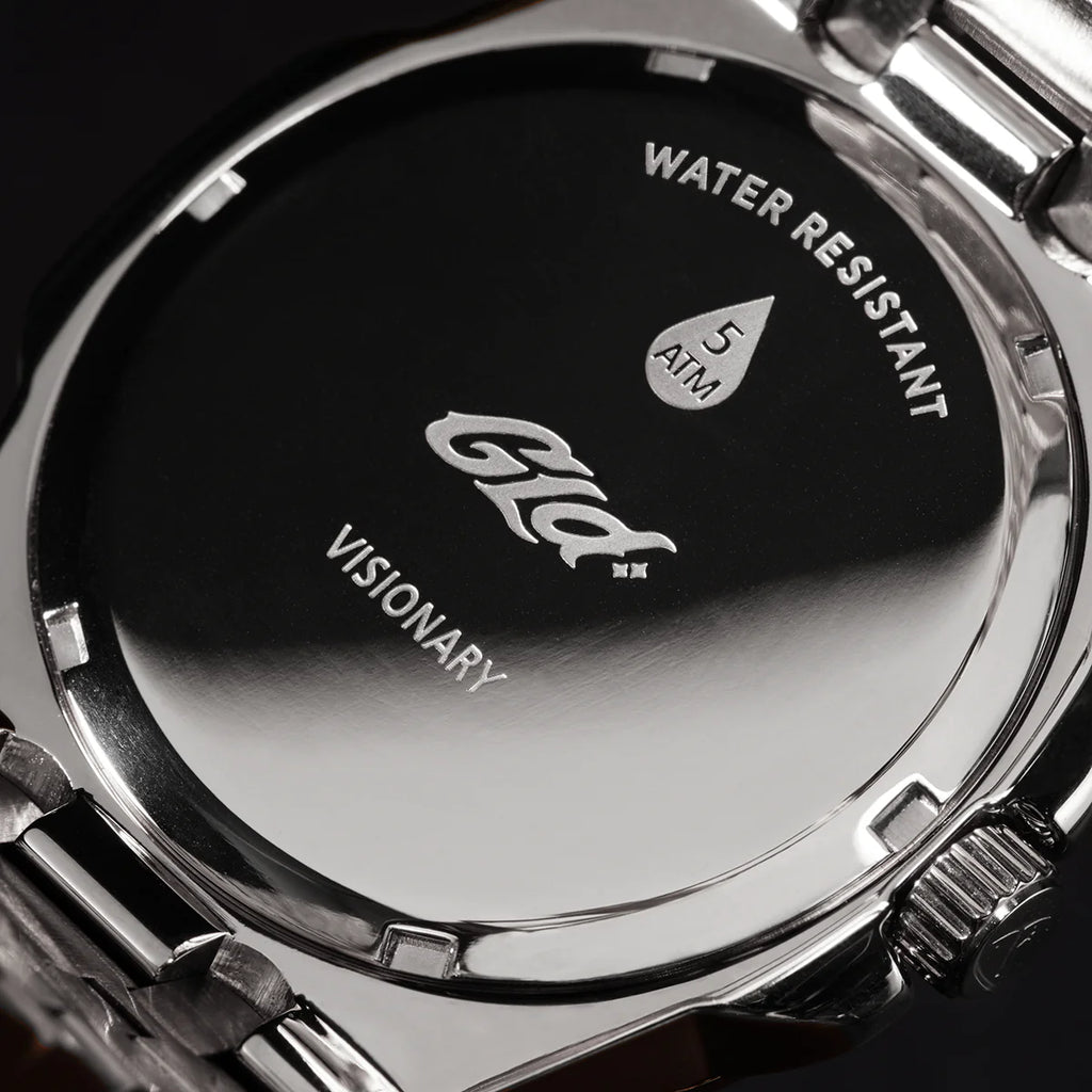 39MM Visionary Fully Iced Case & Orange Dial Watch - White Gold
