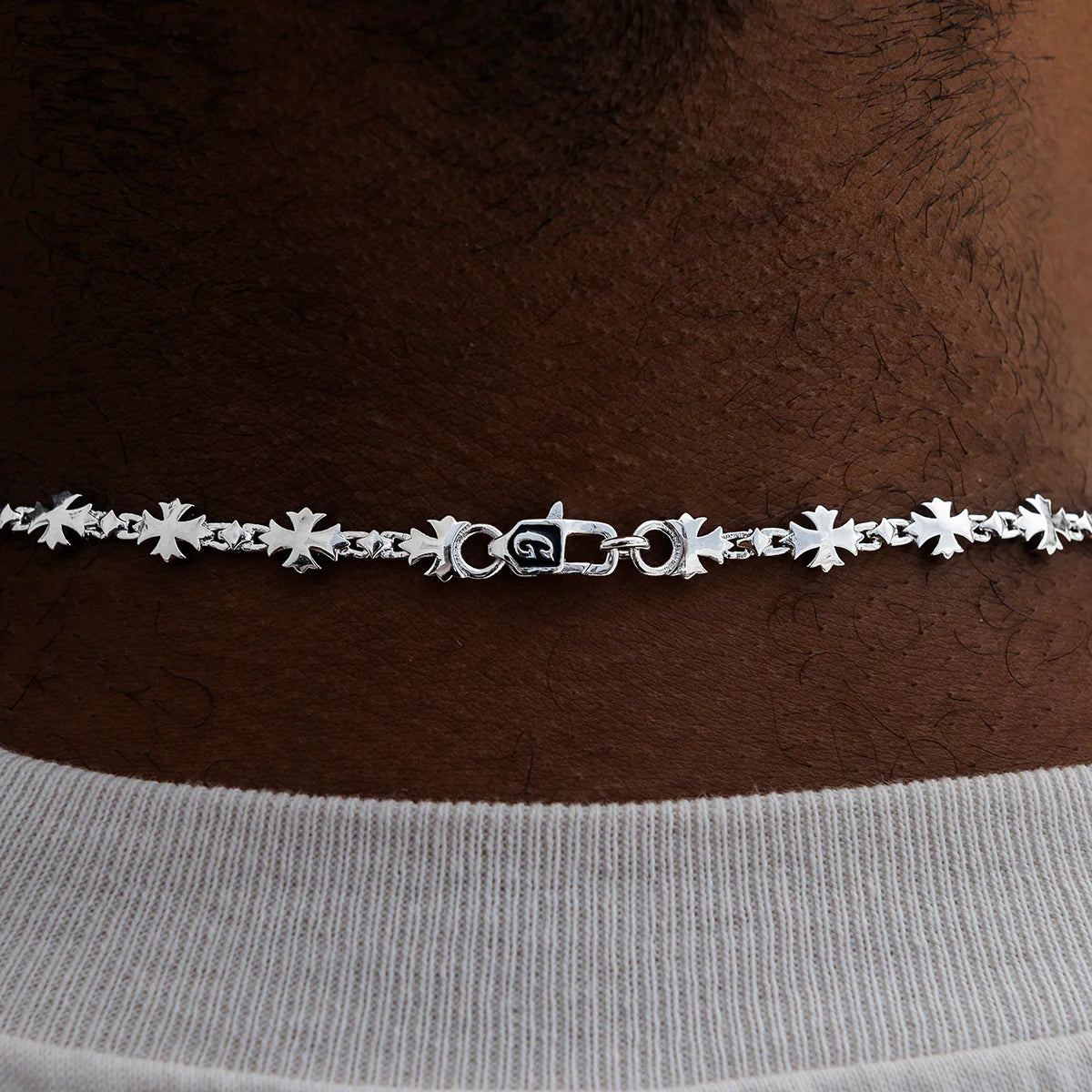 Flared Cross Chain in White Gold- 5mm