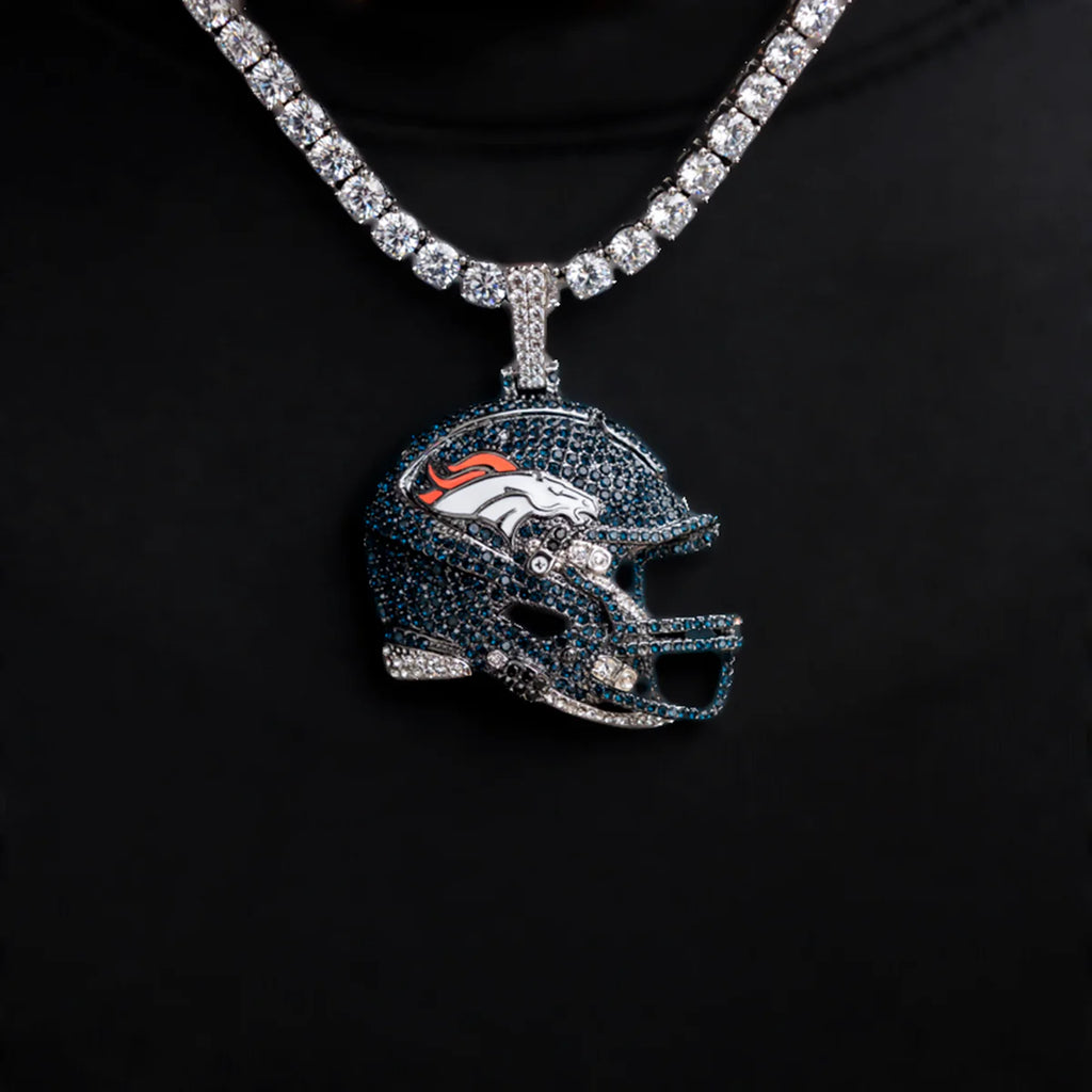 2025 Denver Broncos Team Helmet Pendant - White Gold