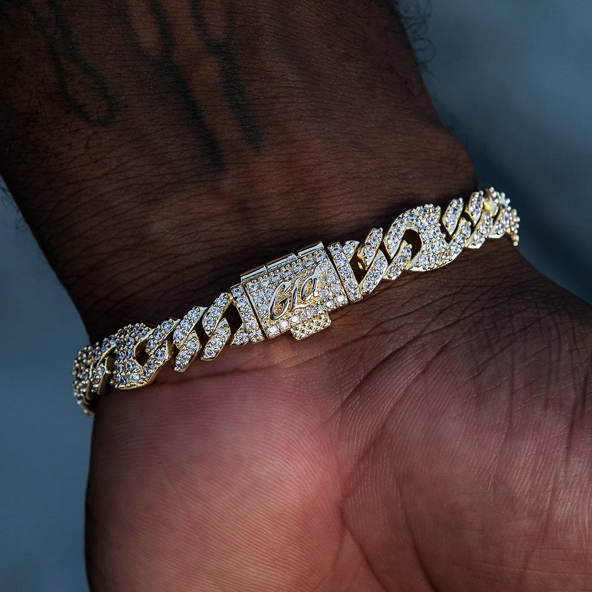 9MM Iced Puffed Mariner Cuban Bracelet - Gold