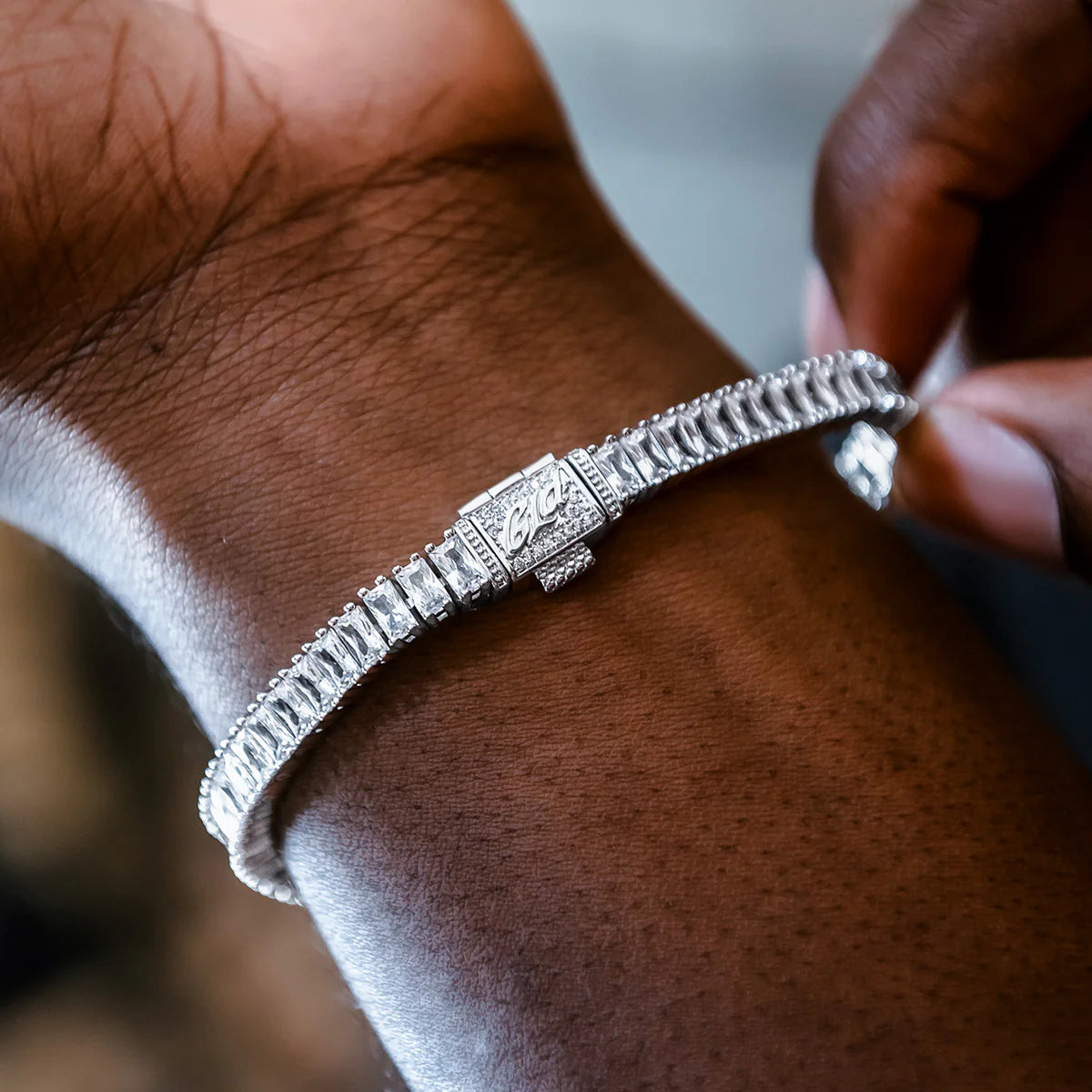 Diamond Baguette Tennis Chain + Bracelet Bundle in White Gold- 6mm