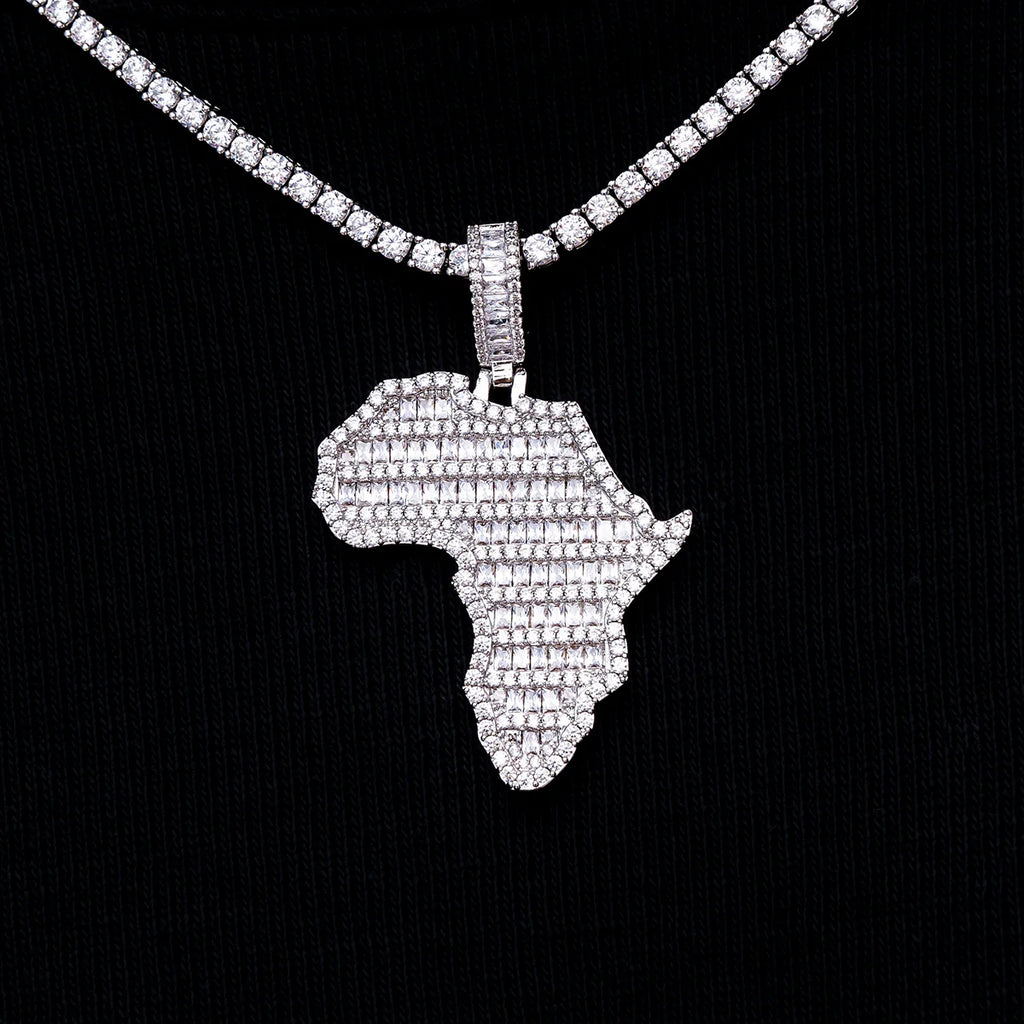 Iced Baguette Africa Pendant