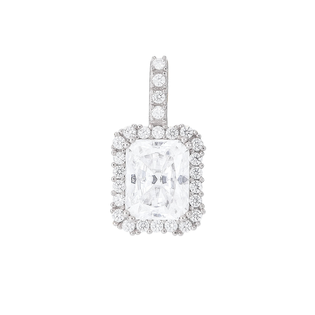 Moissanite Micro Diamond Stone Pendant in Sterling Silver