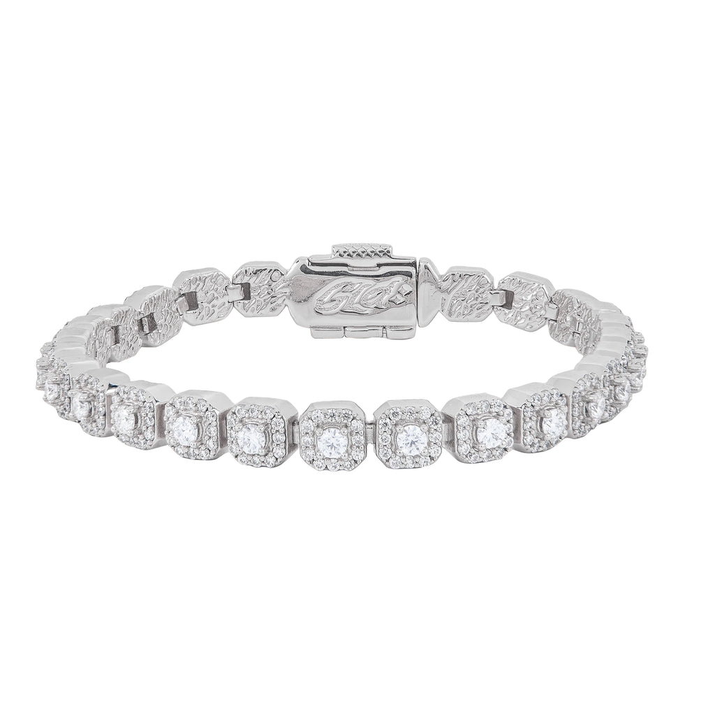 Clustered Moissanite Tennis Bracelet in Sterling Silver - 6MM