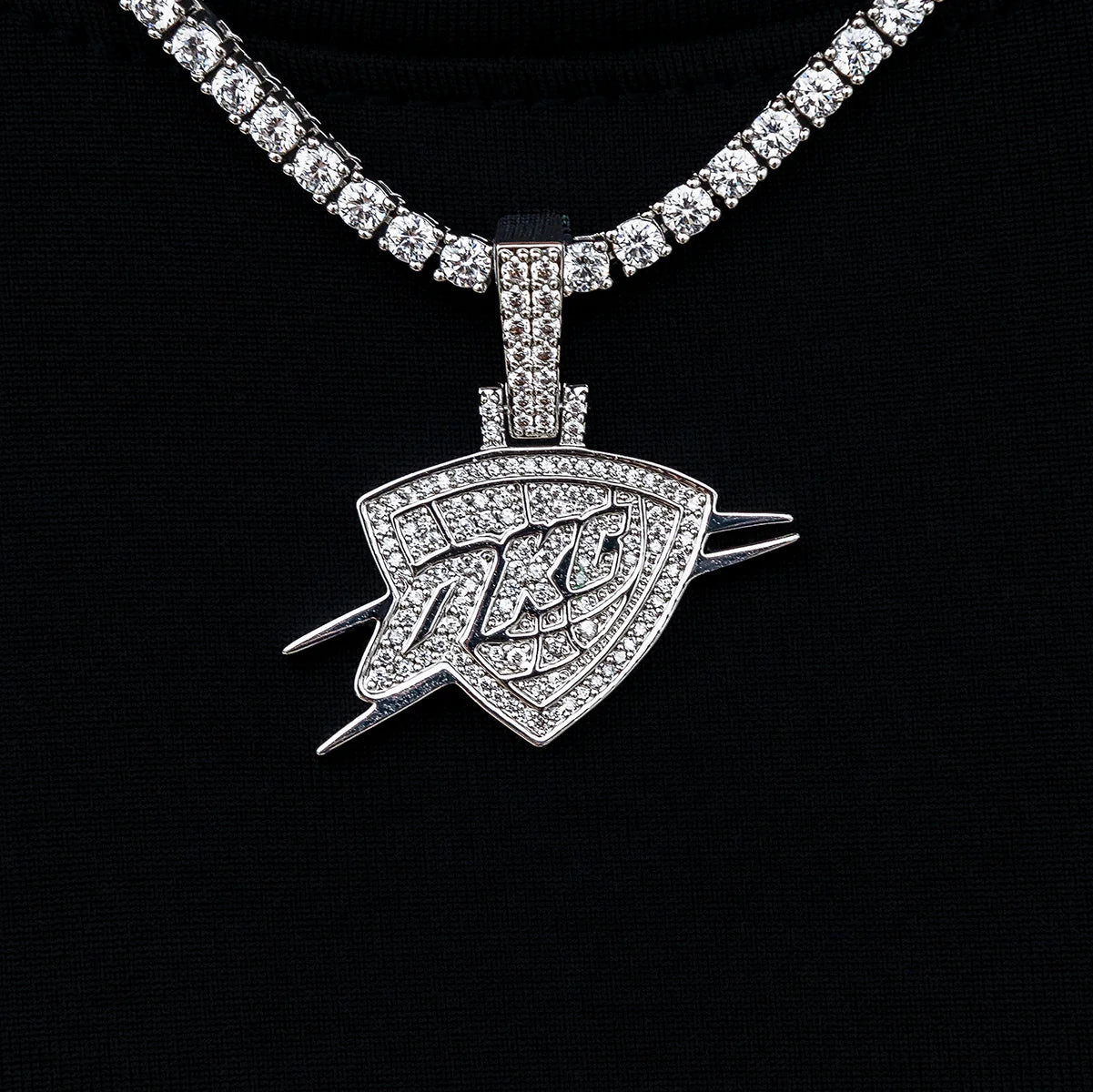Oklahoma City Thunder OKC Official NBA Micro Logo Pendant in White Gold