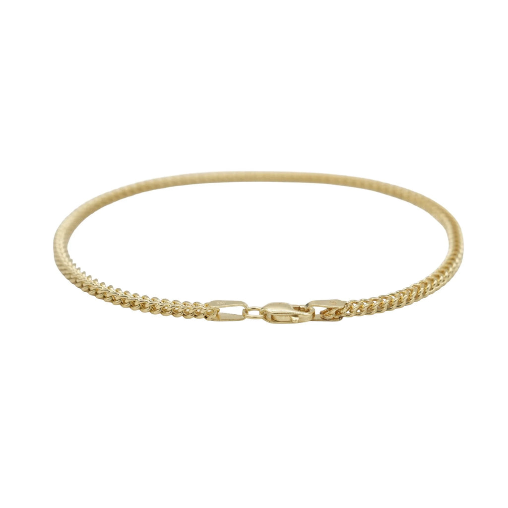 Franco Chain Bracelet in Hollow Yellow Gold - 2mm