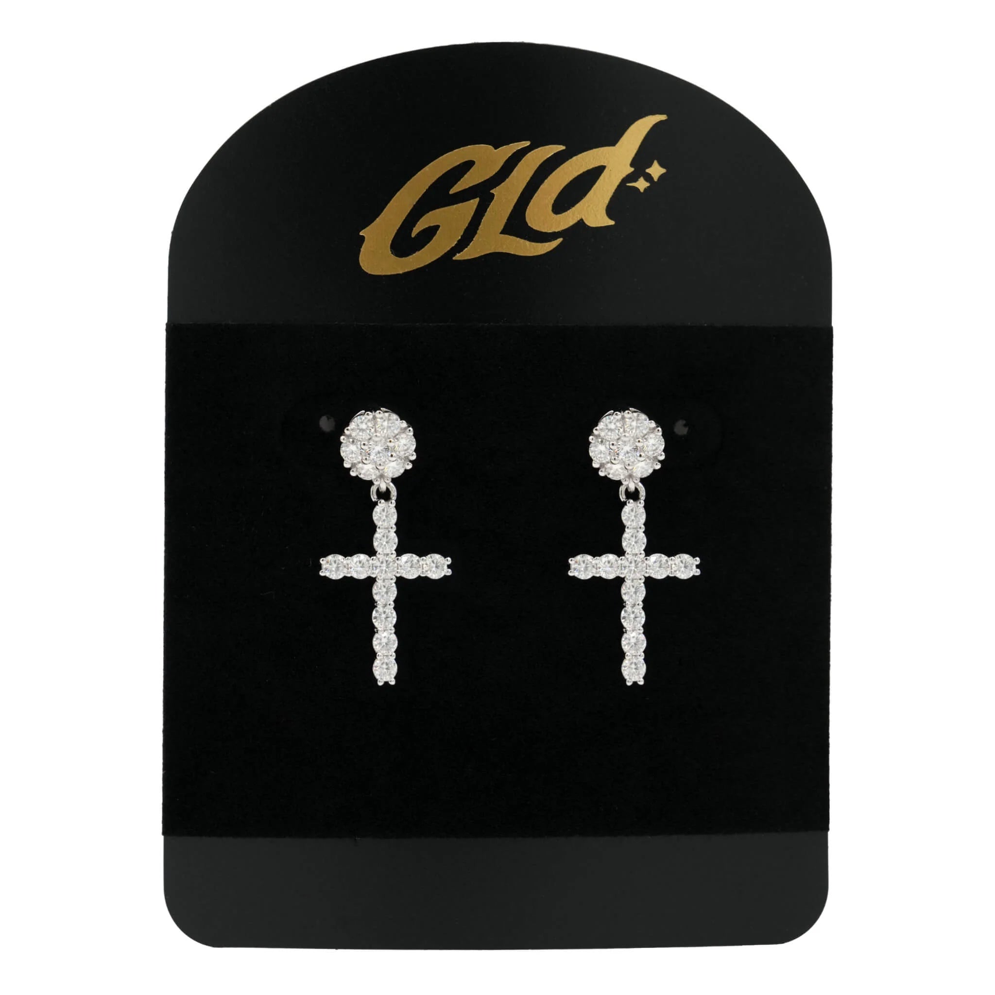 Moissanite Diamond Studded Cross Earring in Sterling Silver