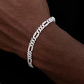 Diamond Figaro Bracelet in White Gold- 6mm