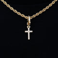 Iced Micro Cross Clip On Pendant in Yellow Gold