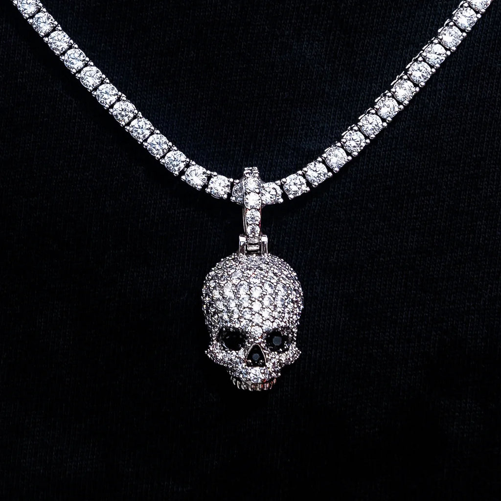 Iced Black Stone Skull Pendant