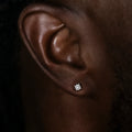 3mm Pave Round Earrings in White Gold
