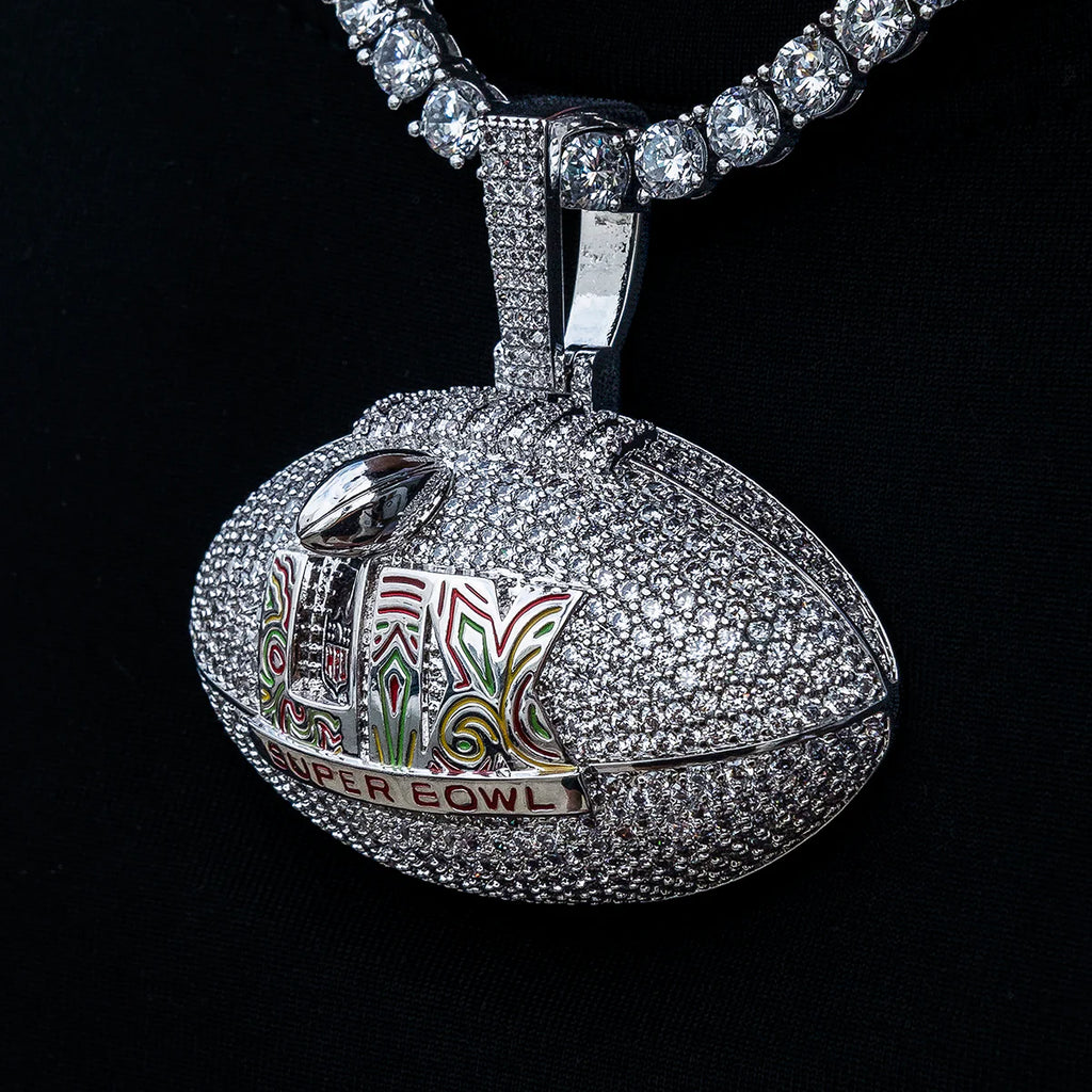 Super Bowl LIX Football Pendant - White Gold