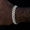 12MM Prong Baguette Cuban Bracelet - White Gold