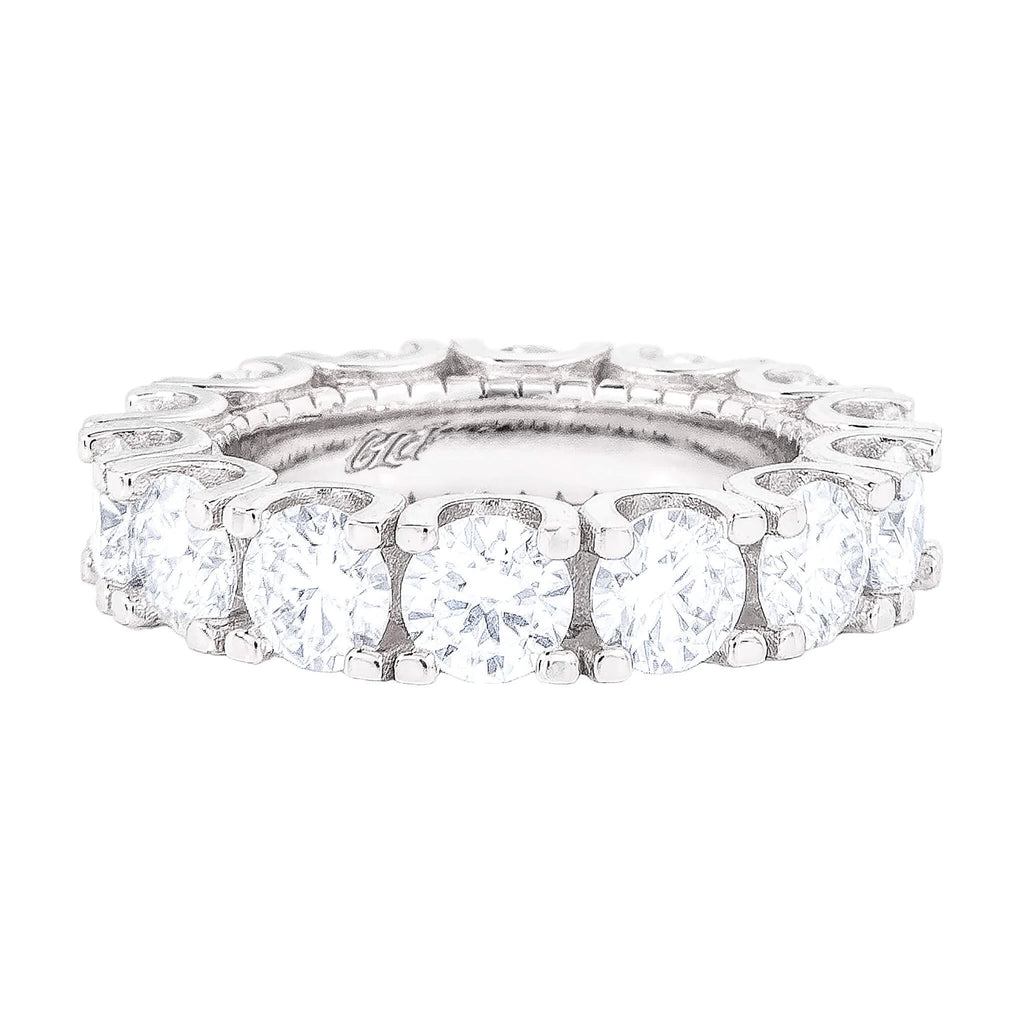 Men's Moissanite Diamond Band Ring in White Gold Vermeil - 5mm