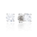 Moissanite Round Cut Diamond Stud Earring in White Gold Vermeil - 5mm