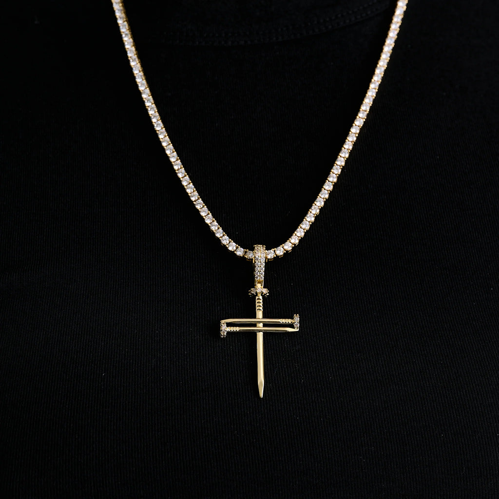 Nail Cross Pendant in Yellow Gold