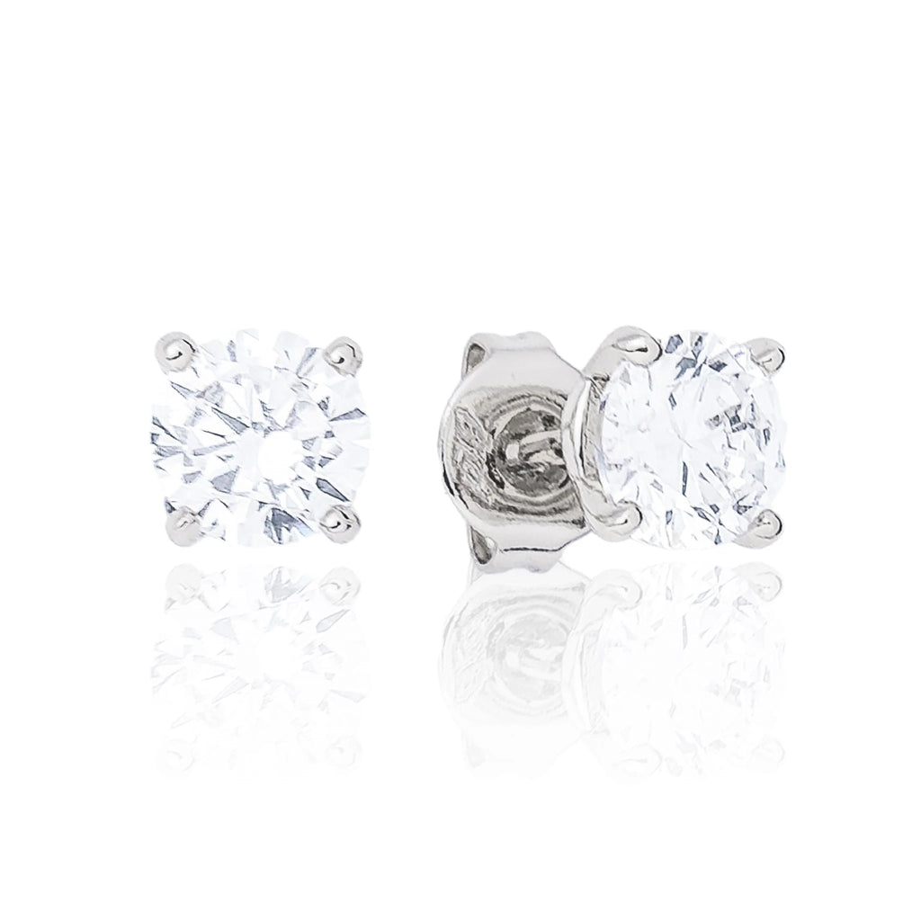 Moissanite Round Cut Diamond Stud Earring in Sterling Silver - 5mm