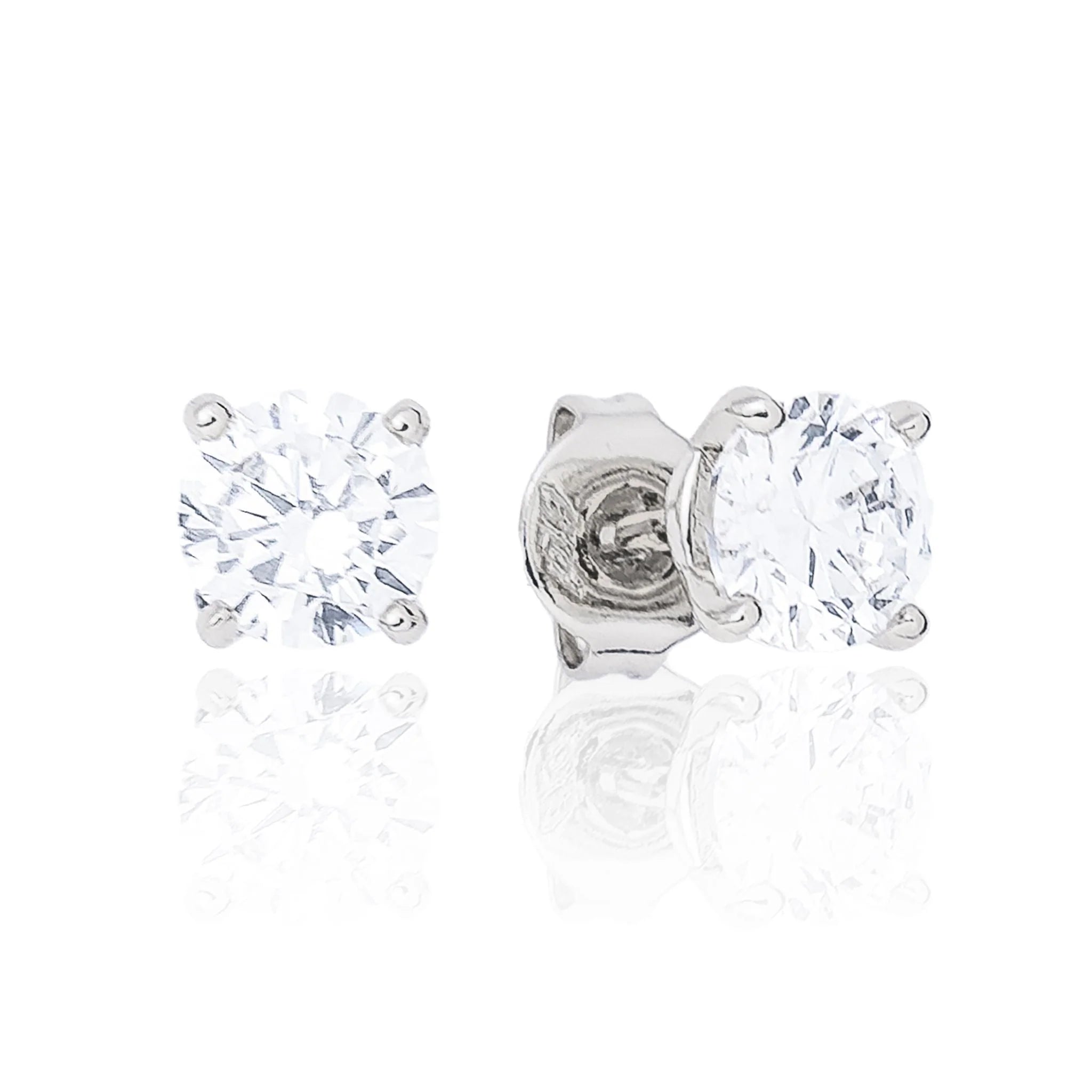 Moissanite Round Cut Diamond Stud Earring in Sterling Silver - 5mm