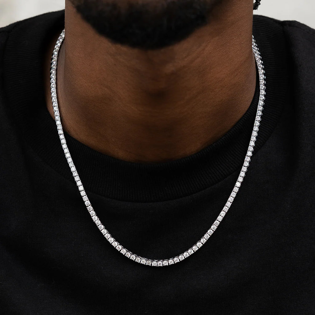 Diamond Tennis Chain + Diamond Cross Bundle in White Gold- 3mm