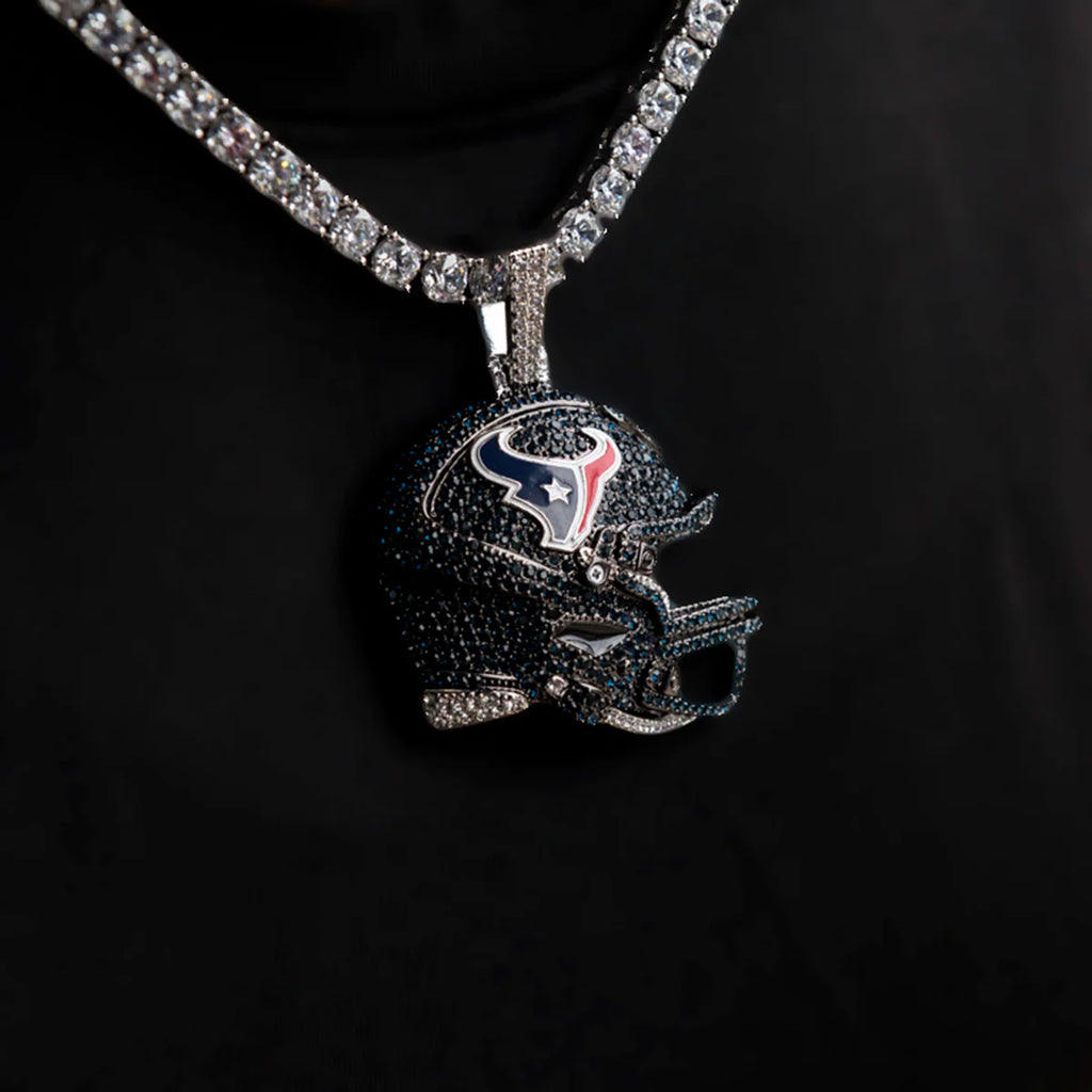 2025 Houston Texans Team Helmet Pendant - White Gold