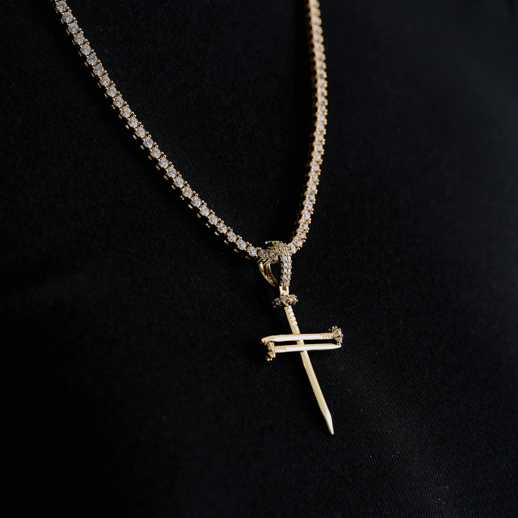 Nail Cross Pendant in Yellow Gold
